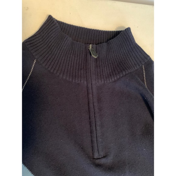 Perry Ellis 1/4 Zip Men's Sweater Pullover Argyle Mock Rockabilly Preppy Core Bl - Picture 3 of 10